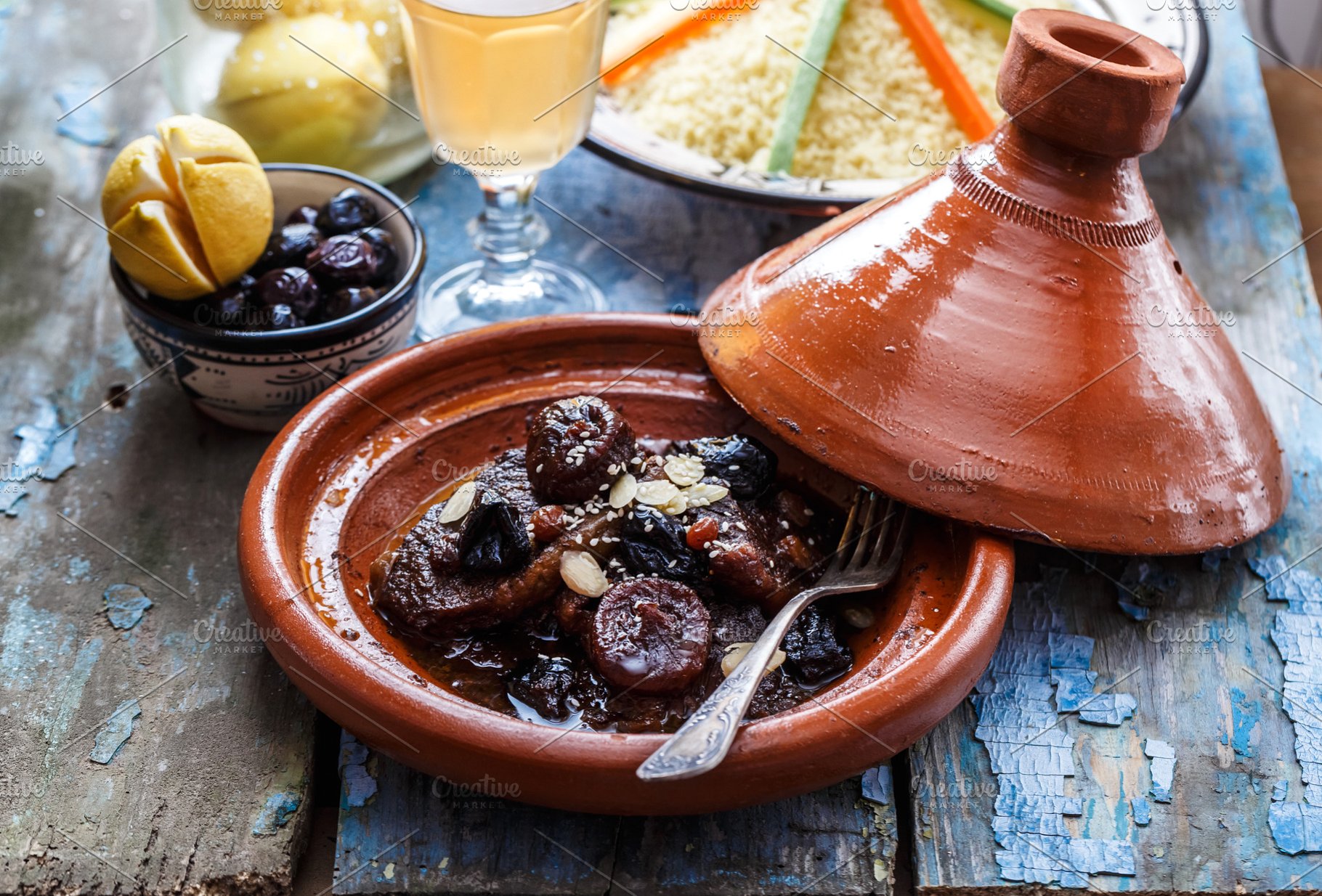 Prunes served with beef Morocco