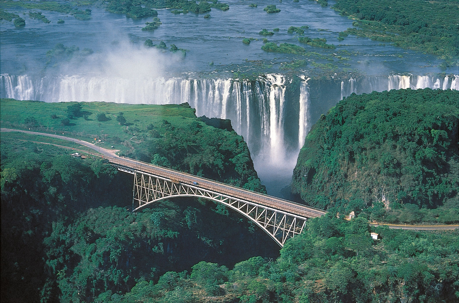 The stunning Victoria Falls Bridge linking Zambia to Zimbabwe