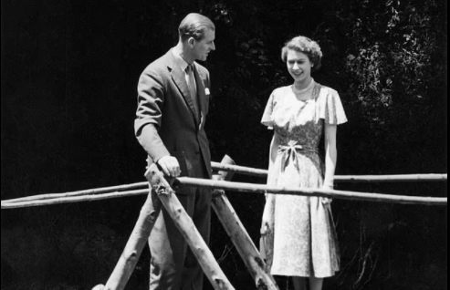 Prince Phili with Queen Elizabeth at Treetops Hotel