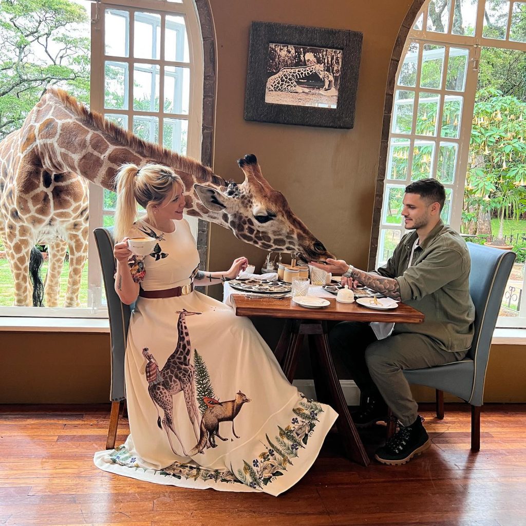 Mauro Icardi at Giraffe Manor in Kenya