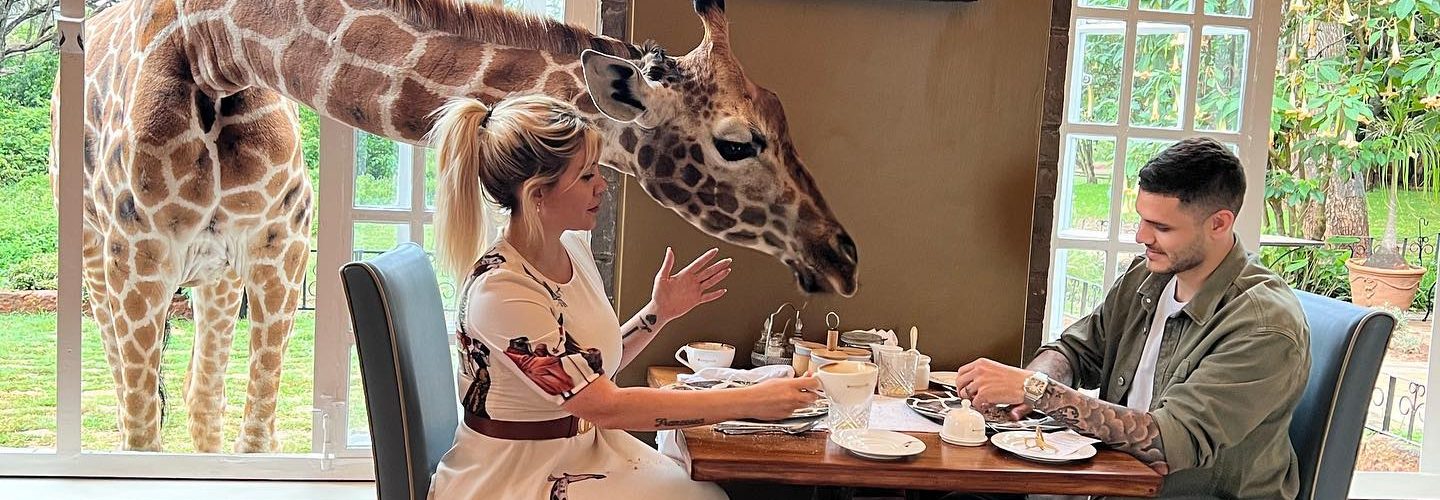 Mauro Icardi at Giraffe Manor in Kenya.